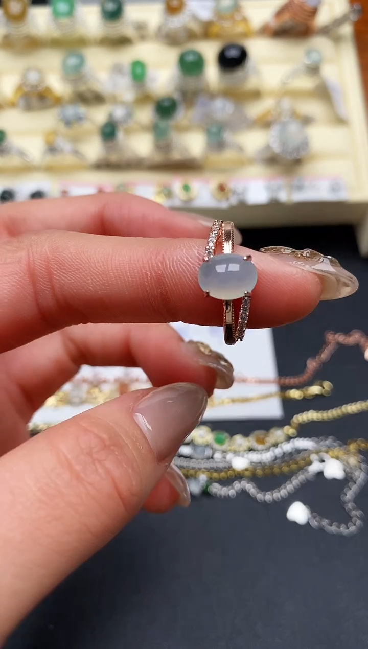 【闪购商品】翡翠戒指银S925镶嵌缅甸翡翠4   9+