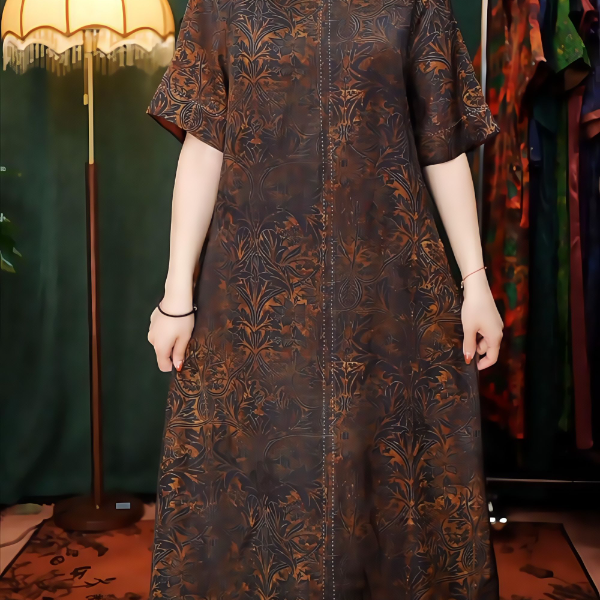 枯叶蝶深色重磅大气连衣裙宽松高端定制