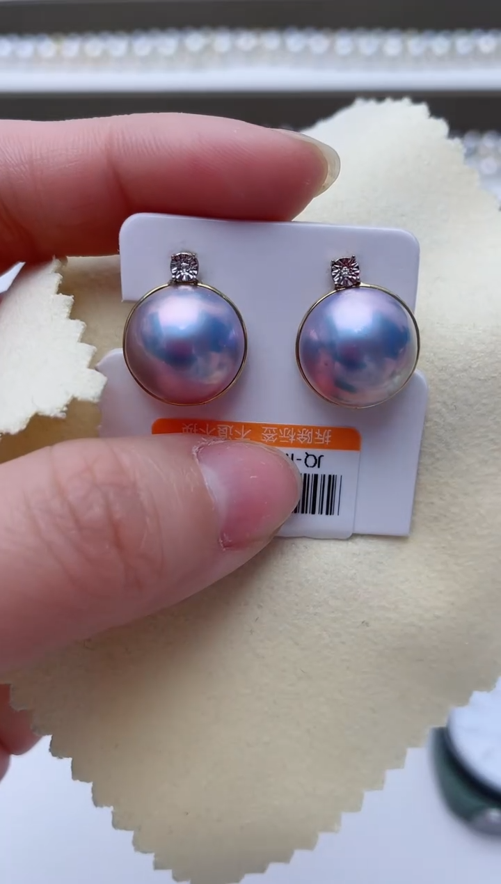 【闪购商品】拼合珍珠（马贝珠）耳饰18K金镶嵌A112