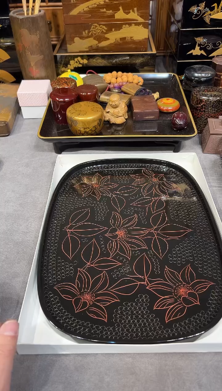 沈金雕刻 茶盘 大漆漆器大漆漆器