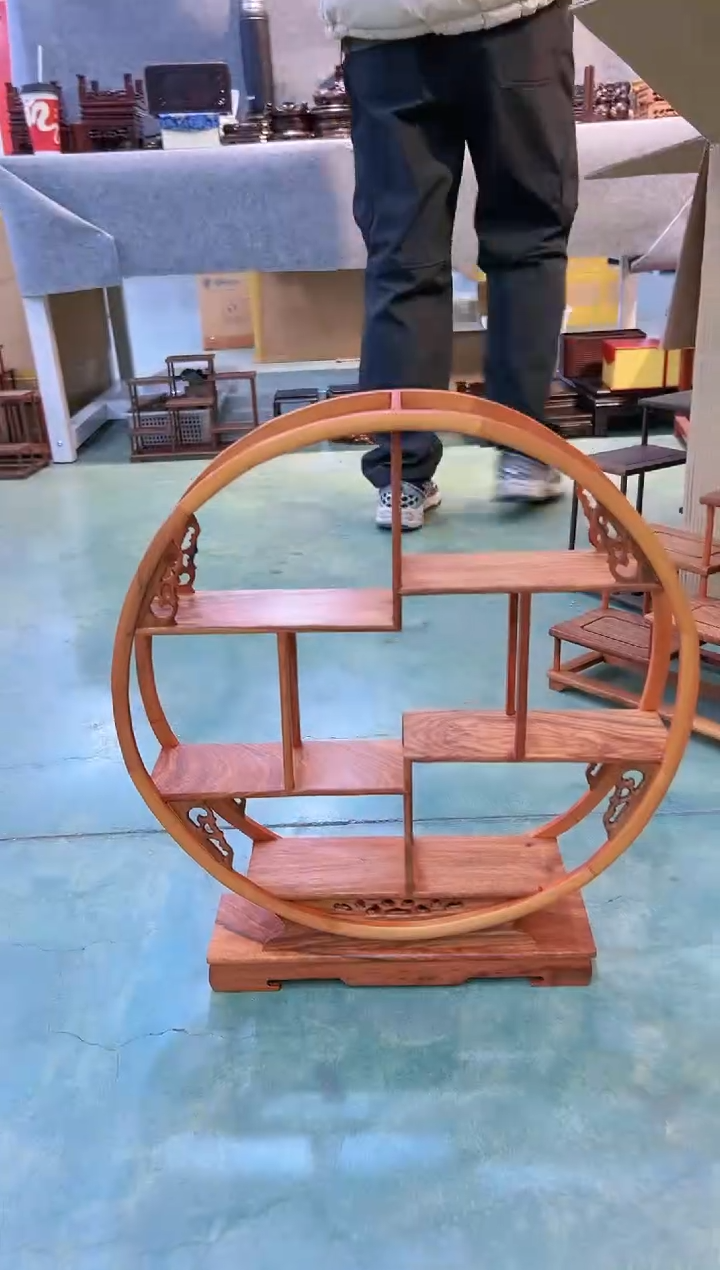 【闪购商品】刺猬紫檀（非洲黄花梨）45公分整圆博古架一个