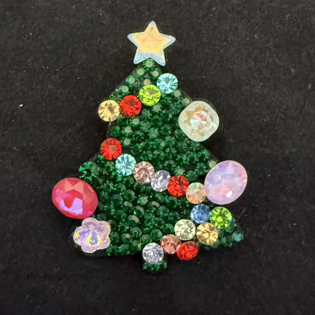 非金属仿水晶胸针 JIA Y佳瑶 韩版手工彩钻迷你圣诞树胸针