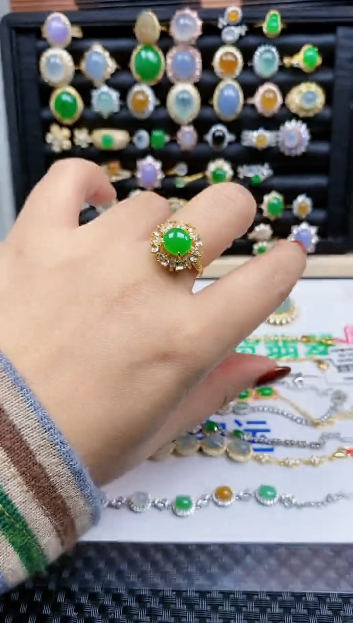 银S925镶嵌戒指翡翠210