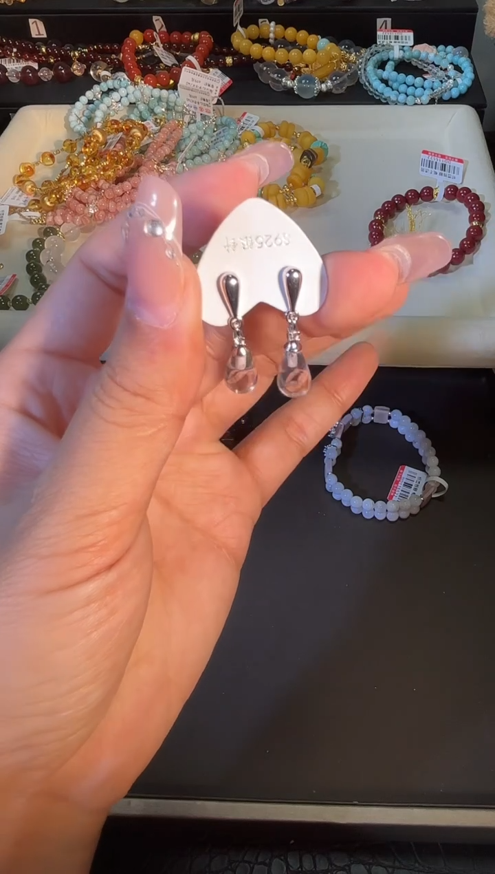 银S925镶嵌耳钉水晶k690多样性发货一件