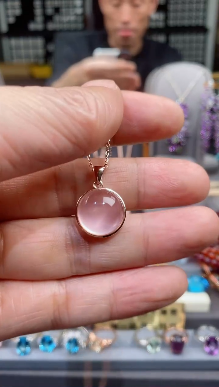 【闪购商品】芙蓉石吊坠银S925镶嵌芙蓉石吊坠