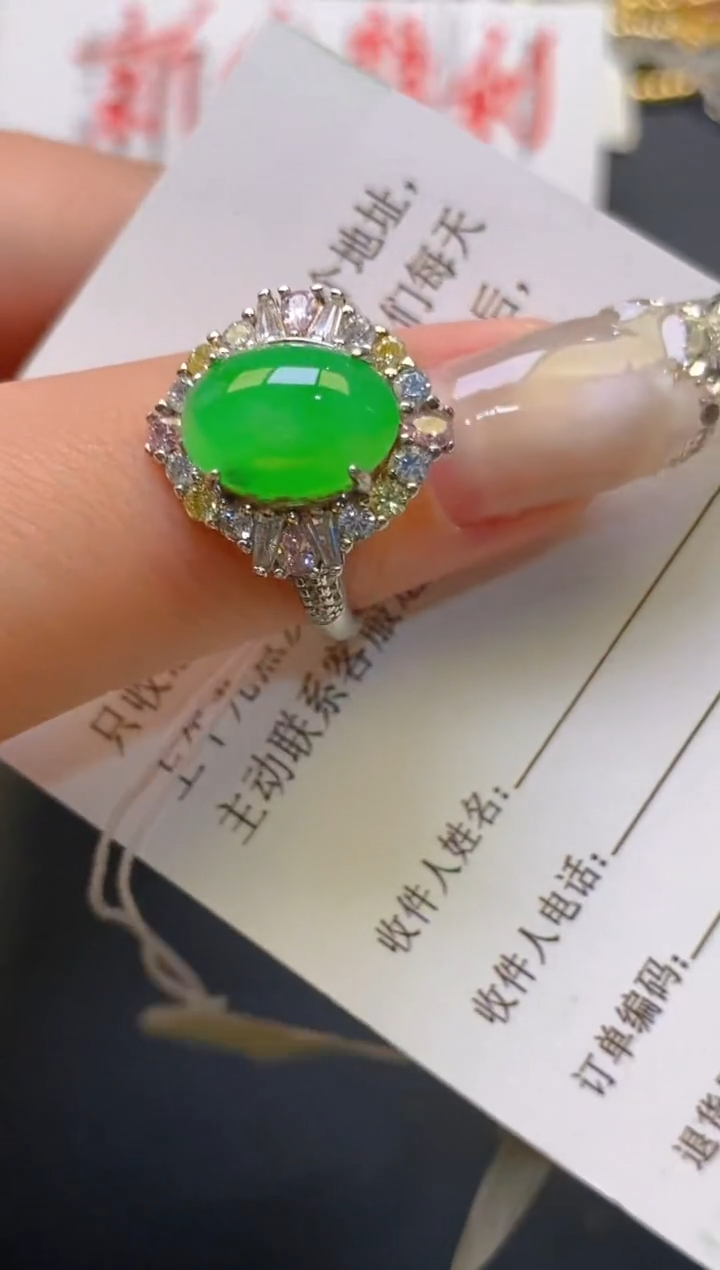 【闪购商品】翡翠耳饰银S925镶嵌天然A货翡翠1