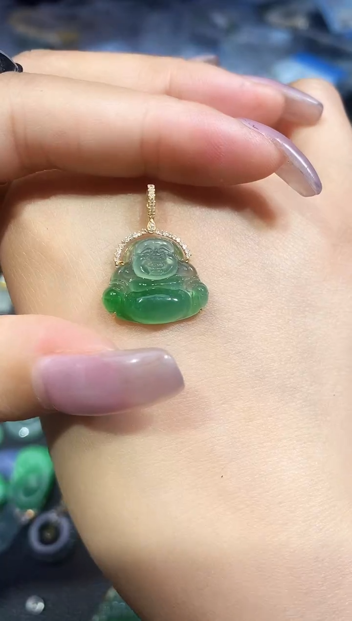 翡翠18K金镶嵌颈饰250527341