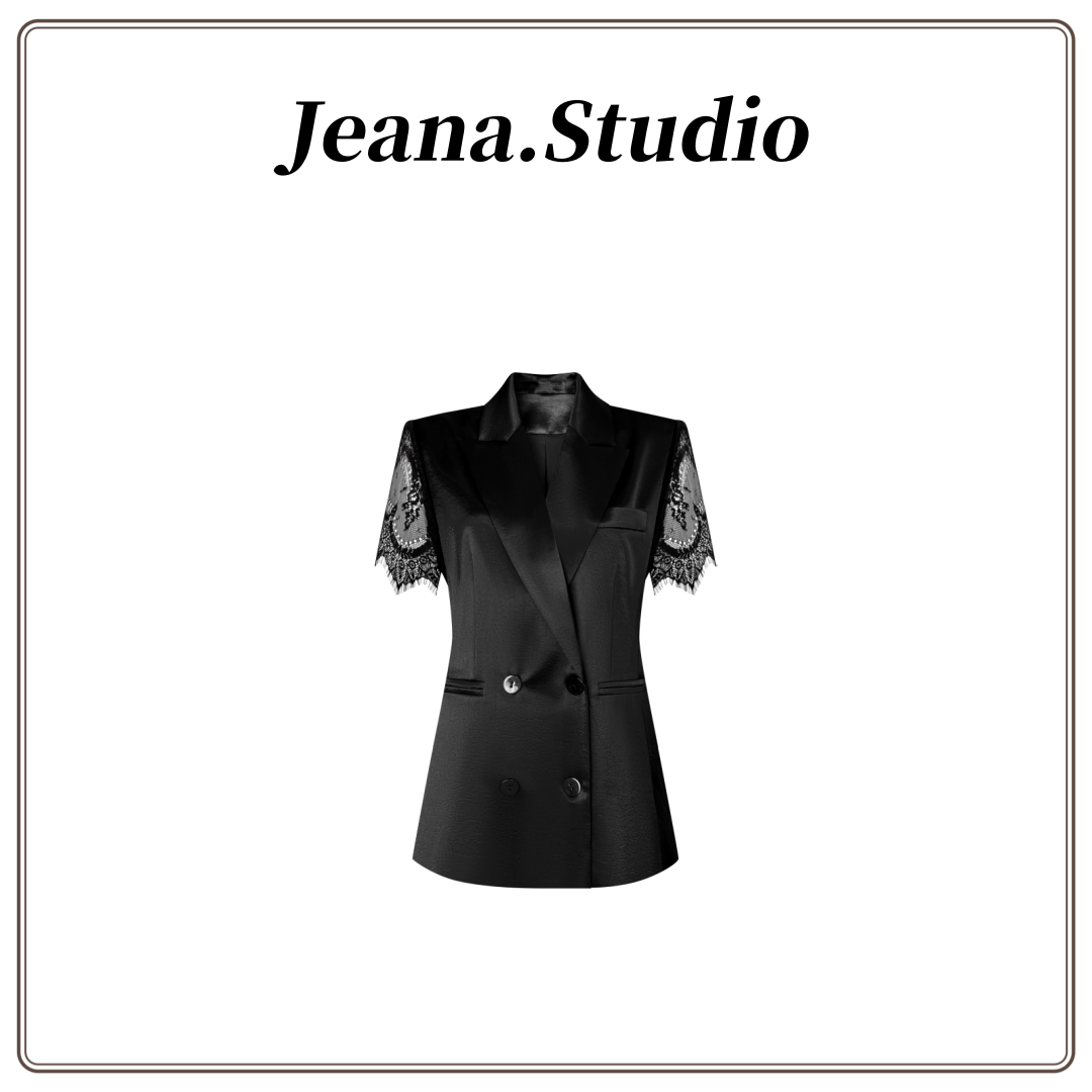 【Jeana.Studio】原创设计马甲蕾丝短袖西装外套