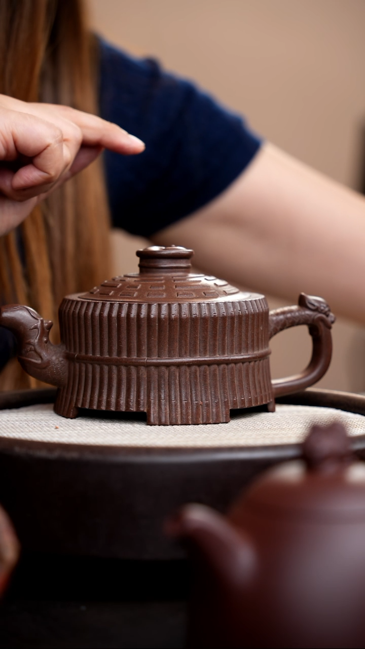 茶壶紫砂紫泥龙头八卦一捆竹