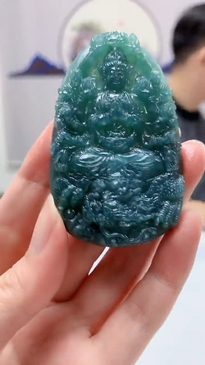 【闪购商品】定制翡翠未镶嵌4917zm-毛货挂件千手165