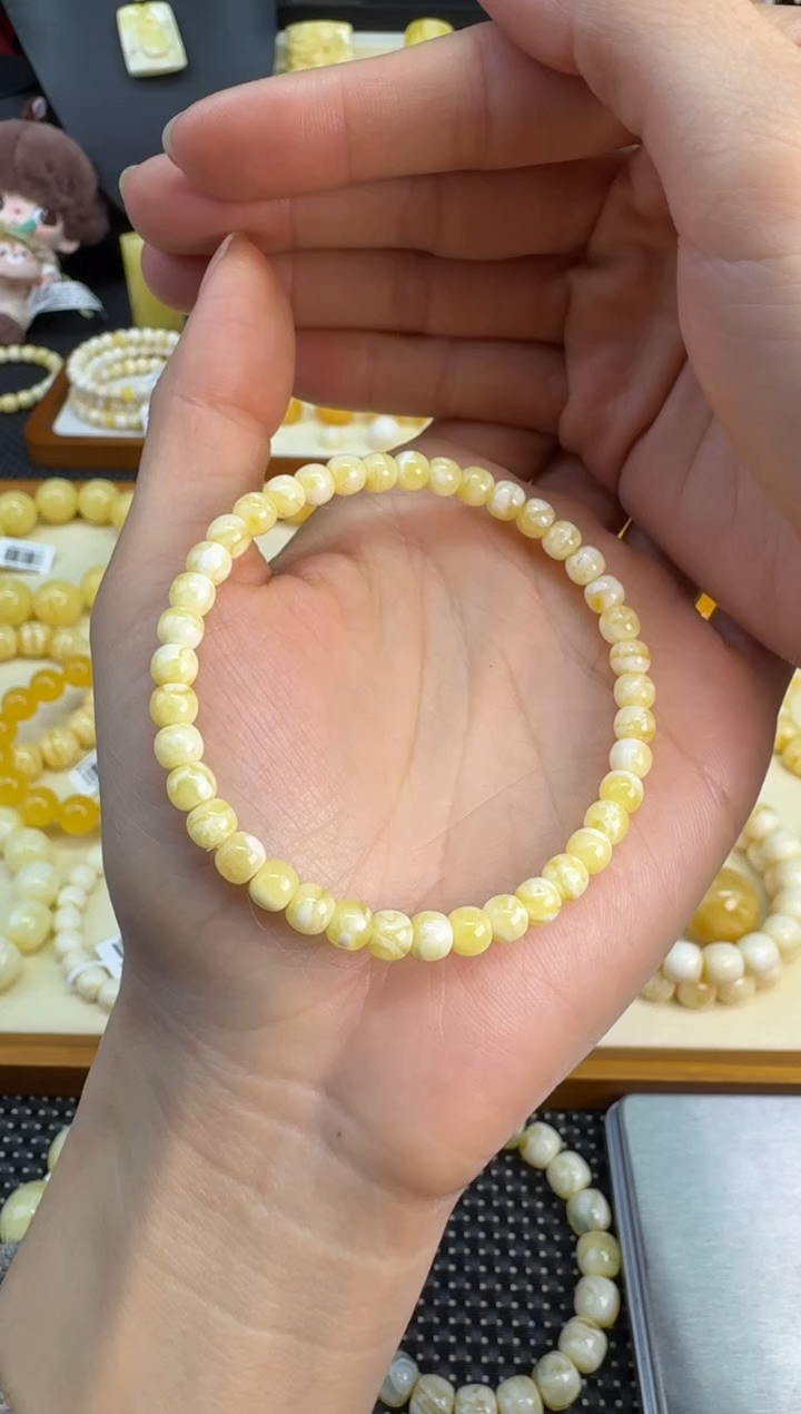 裸石琥珀未镶嵌宝衡 御龙见白T2奶糯浓瓷虎皮5mm