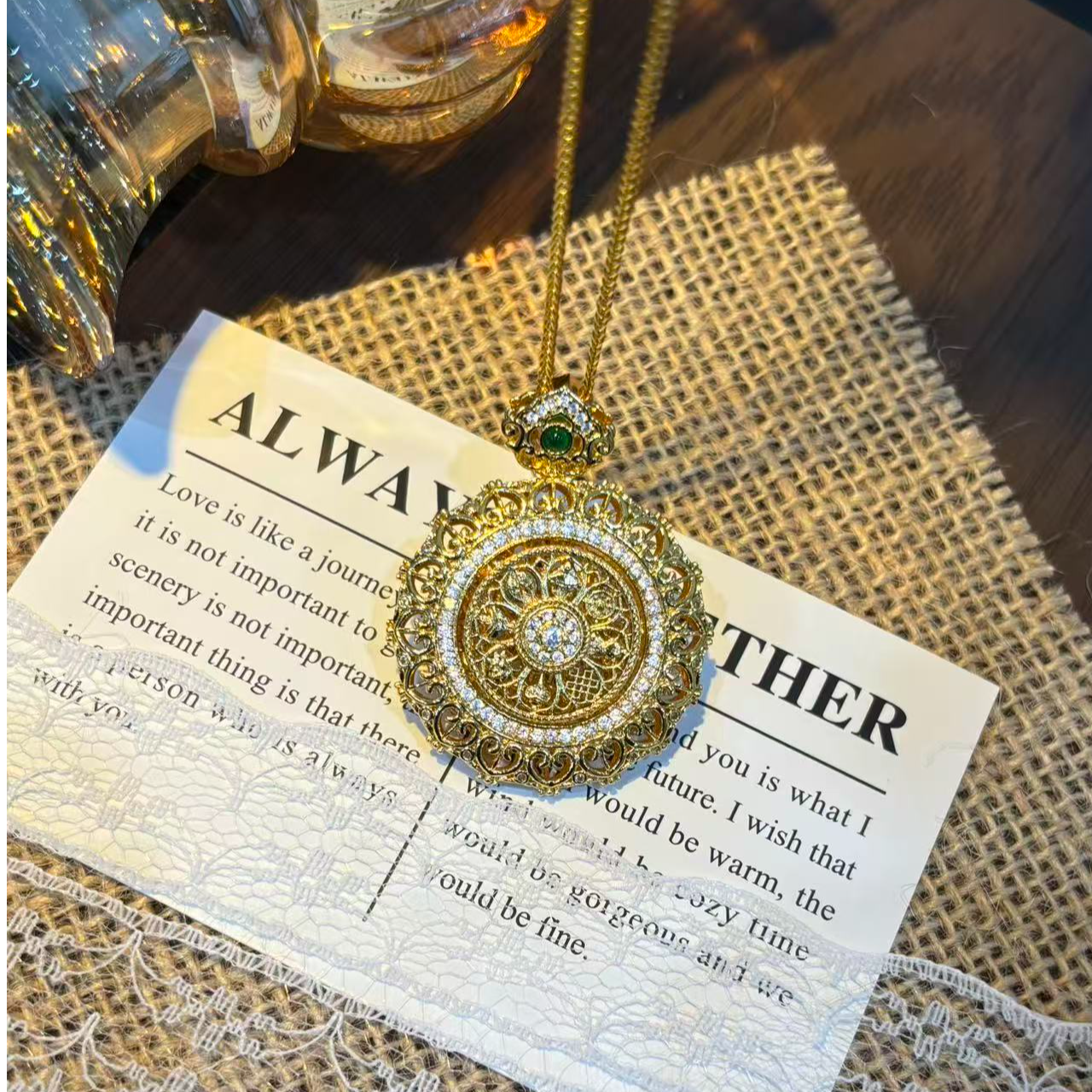 铜合金项链 DAJIEJIE大姐姐 花丝如意八宝罗盘