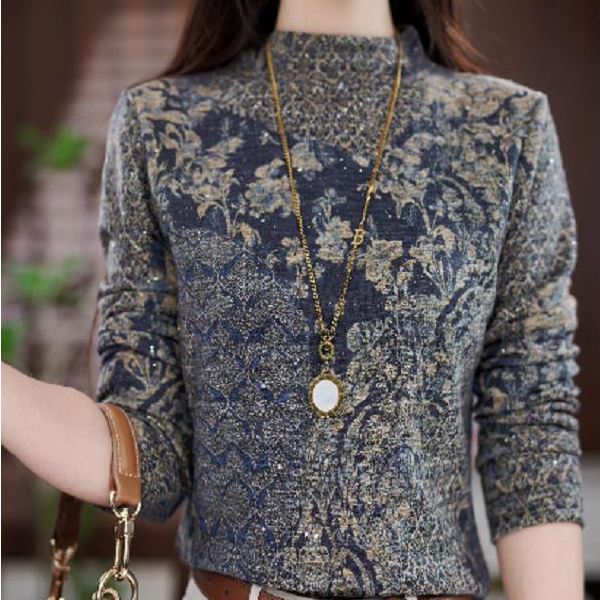 【洒银亮片】时尚套头字母长袖绒衫气质秋冬宽松打底衫百搭印花W544