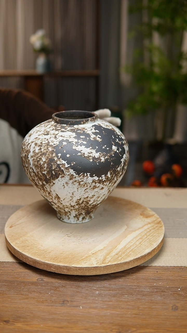 【闪购商品】陶瓷    花器诧寂黑月亮罐