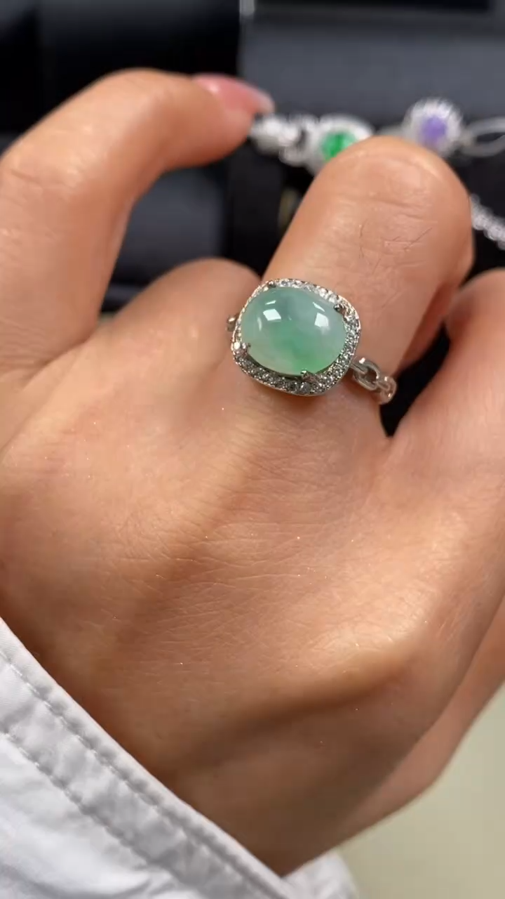 【闪购商品】翡翠戒指银S925镶嵌7939
