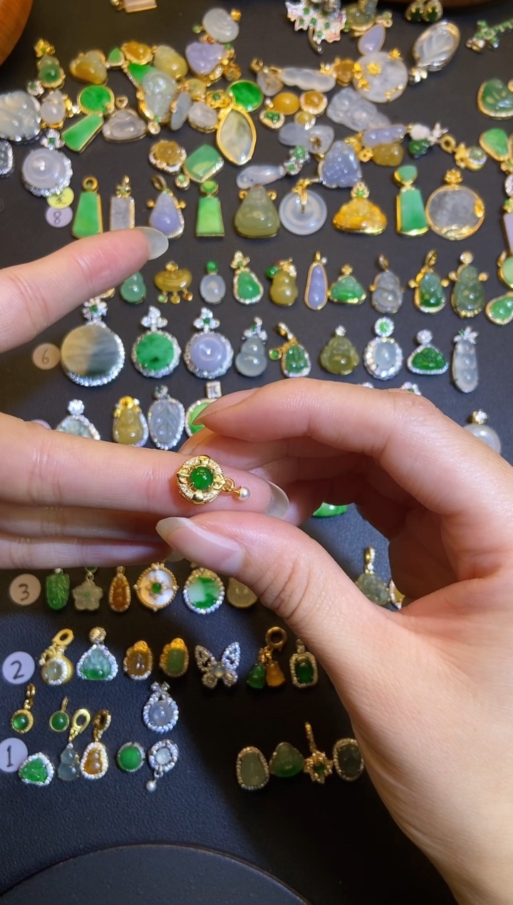 吊坠(不含链)银S925镶嵌翡翠1