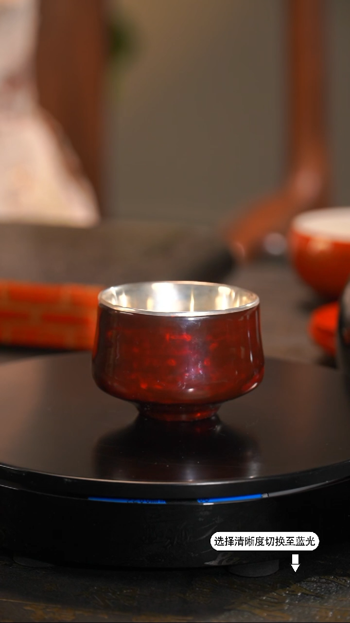 【闪购商品】非遗漆器 潘国建赤宝砂双层脱胎主人杯