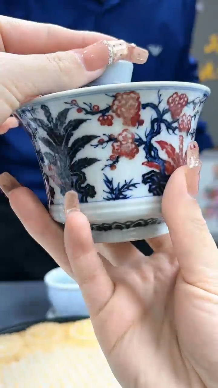 【闪购商品】官窑瓷画院719官窑瓷画院玉竹松竹梅盖碗