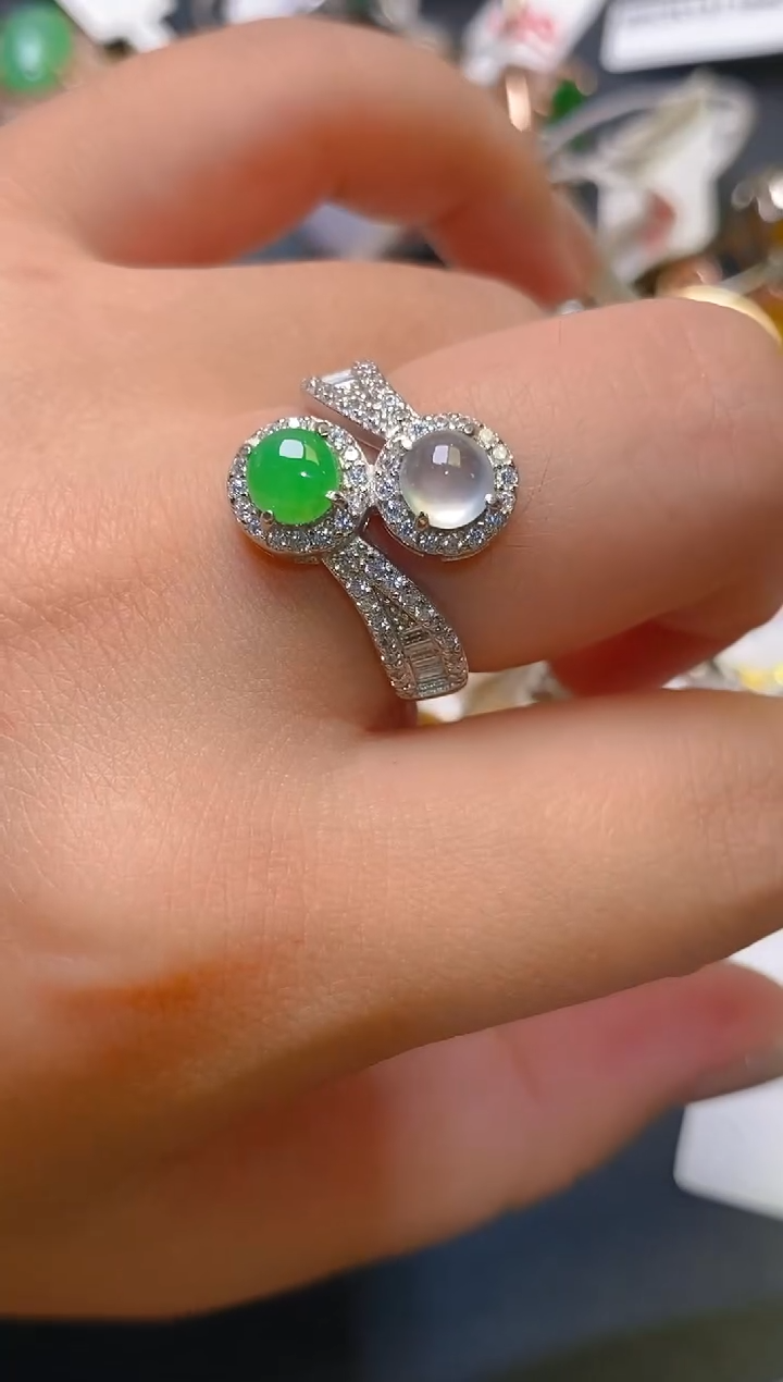 【闪购商品】翡翠耳饰银S925镶嵌天然A货翡翠1