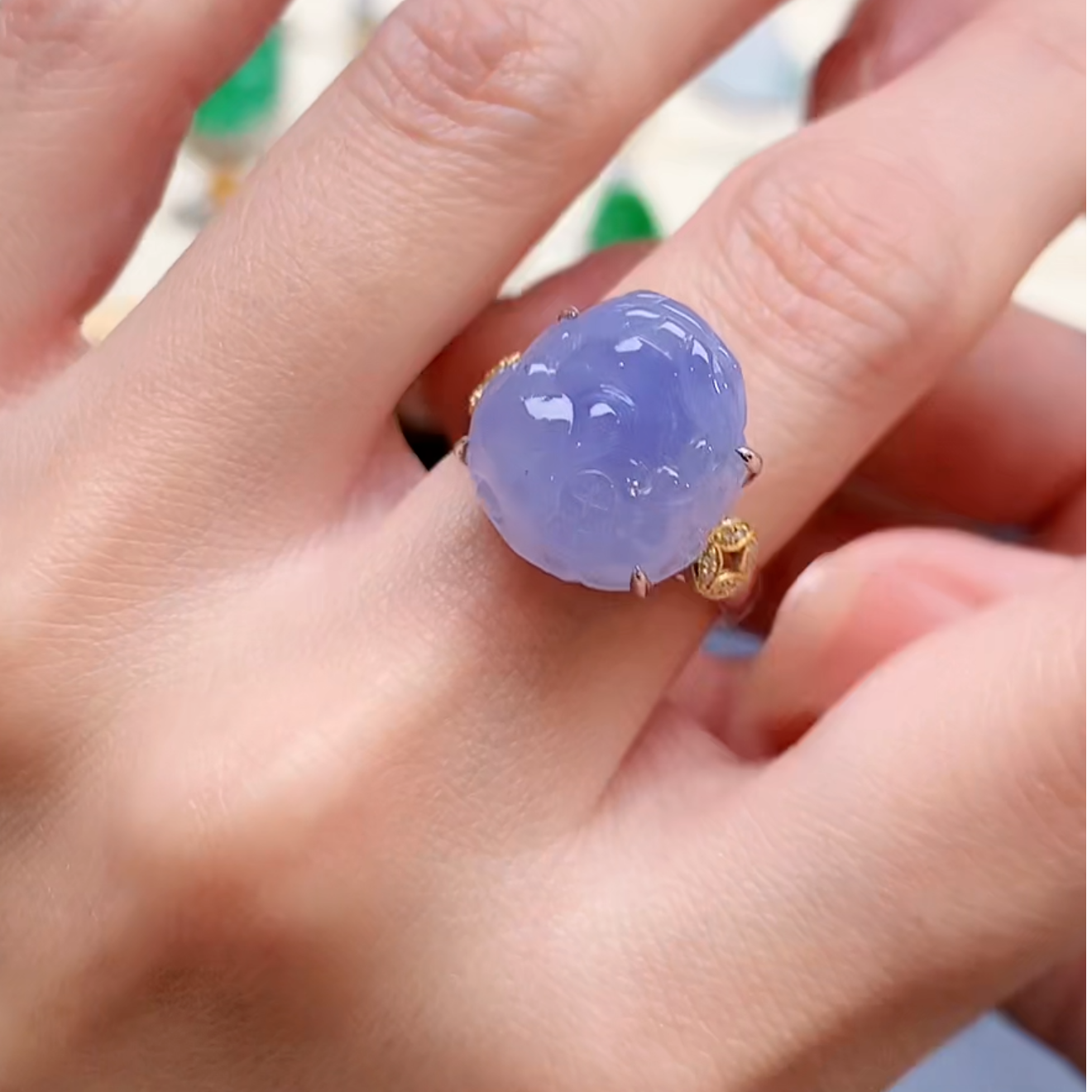 翡翠18K金貔貅戒指-H210-1925