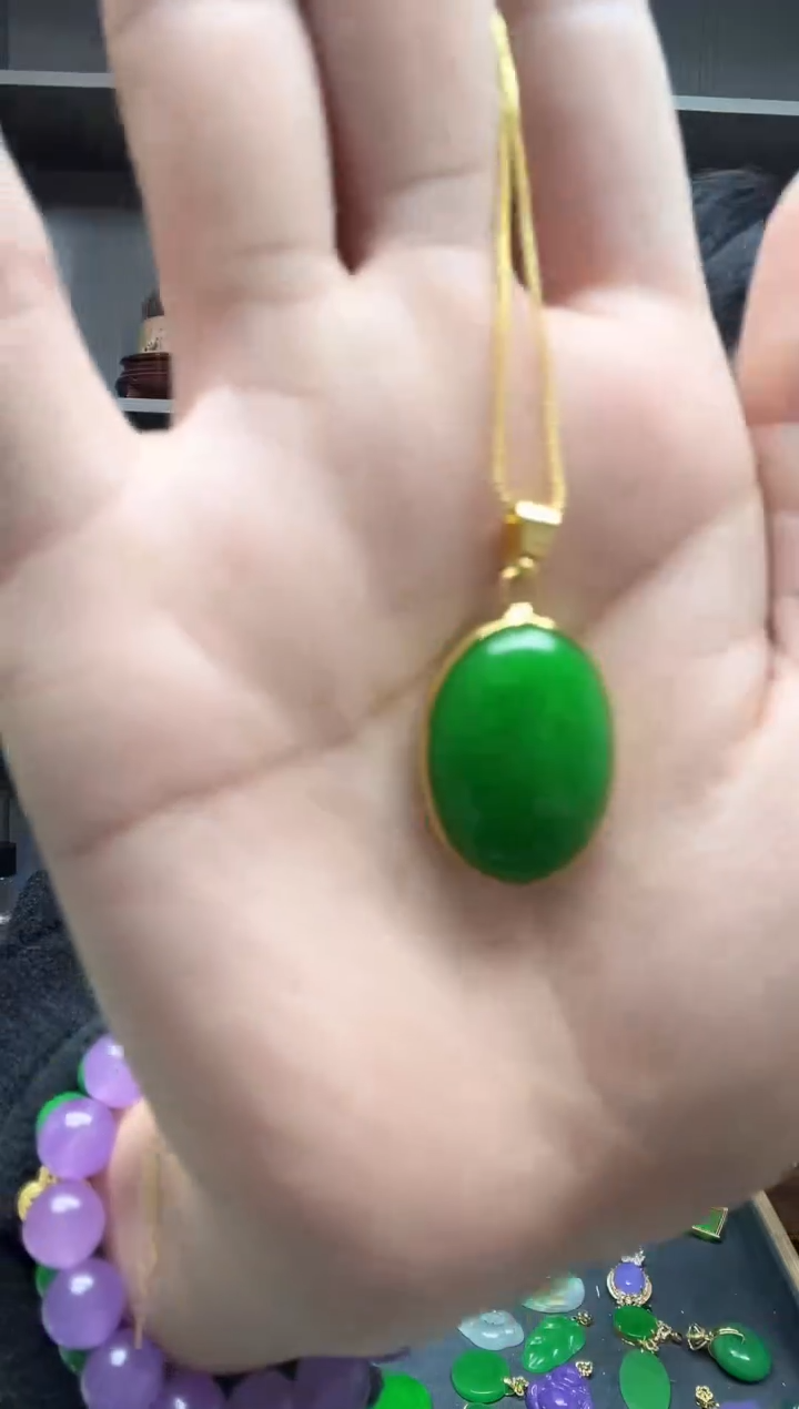 【闪购商品】翡翠吊坠(赠链)14K金镶嵌吊坠