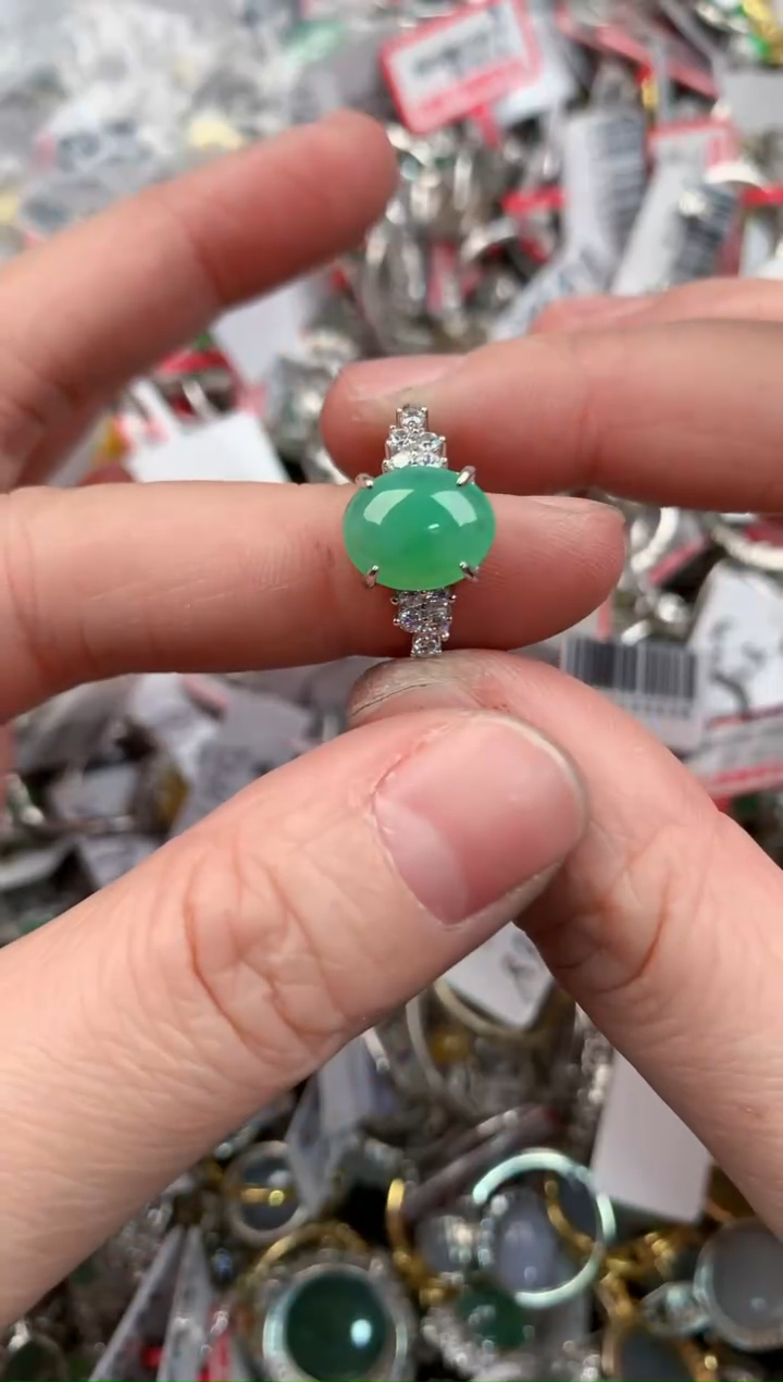 银S925镶嵌戒指翡翠10               5