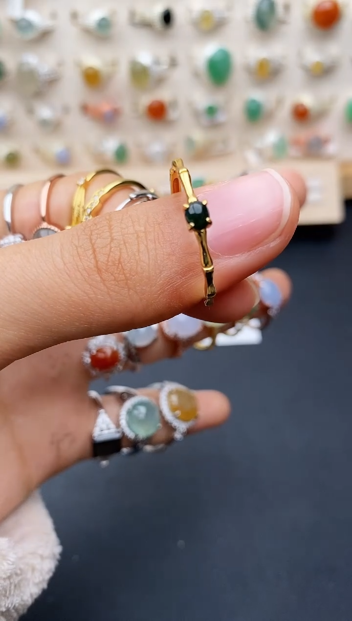 【闪购商品】翡翠戒指银S925镶嵌缅甸翡翠