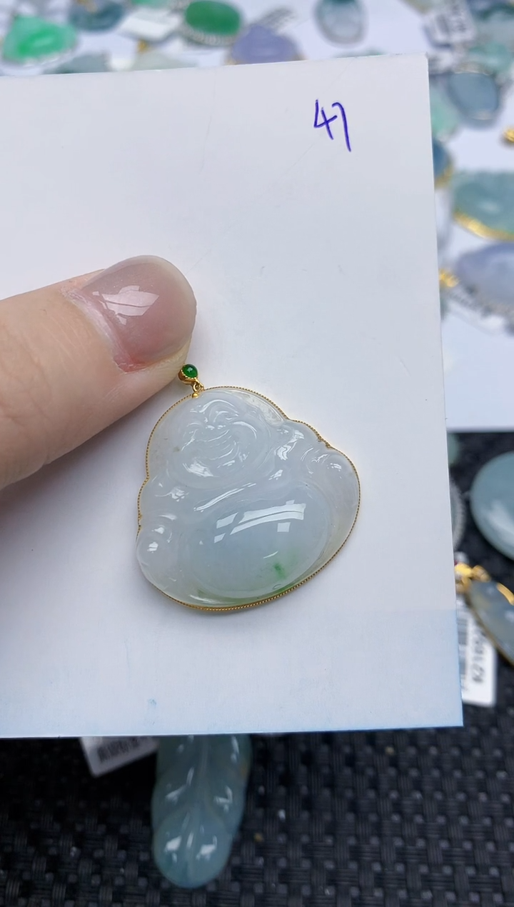 【闪购商品】翡翠颈饰18K金镶嵌天然翡翠A货