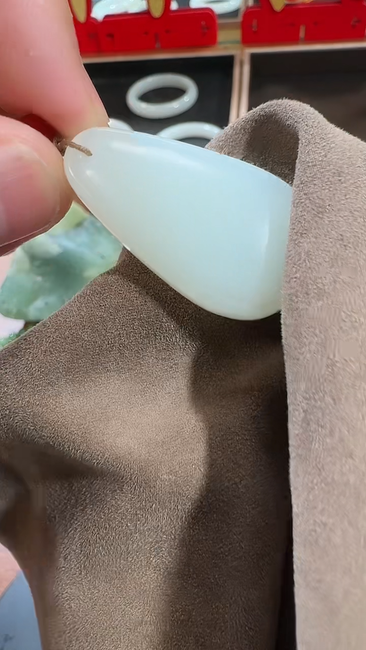 【闪购商品】和田玉吊坠未镶嵌1046 和田玉白玉水滴平安牌