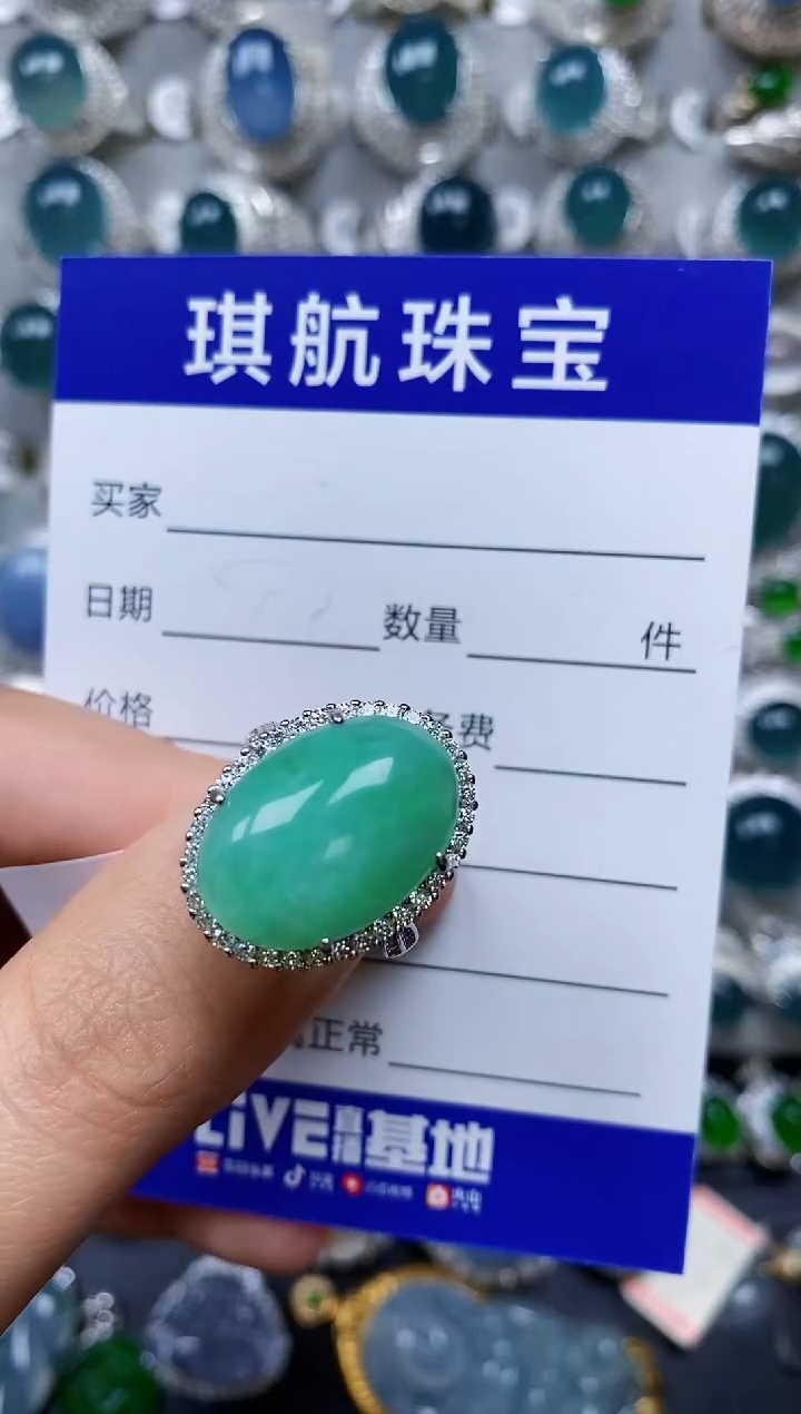 【闪购商品】翡翠戒指银S925镶嵌0633