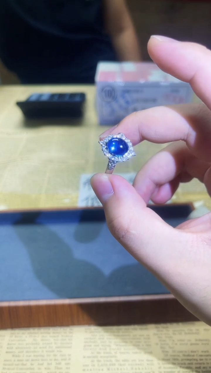蓝宝石戒指未镶嵌q100蓝色经典戒指
