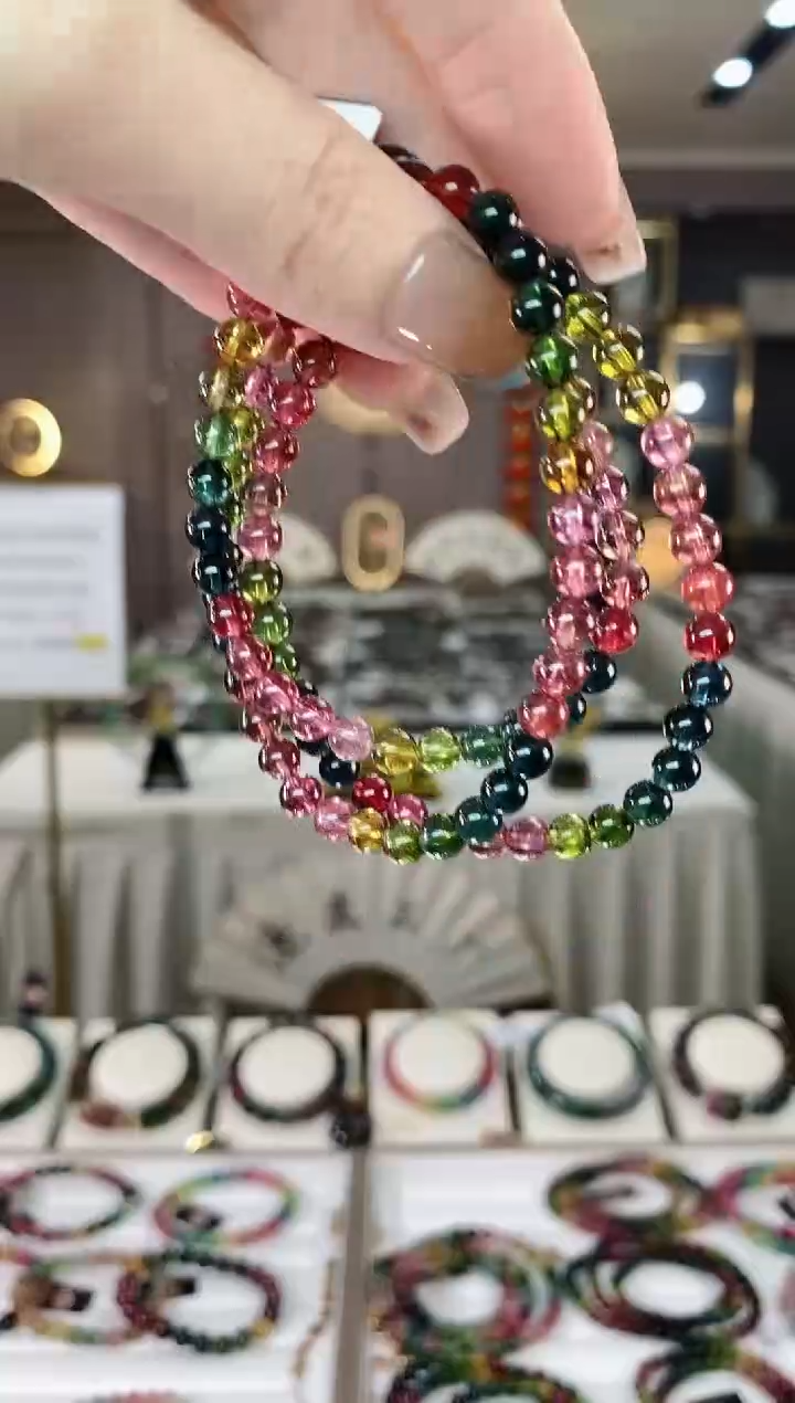 【闪购商品】碧玺收藏级三圈手串5mm+未镶嵌一物一证dan