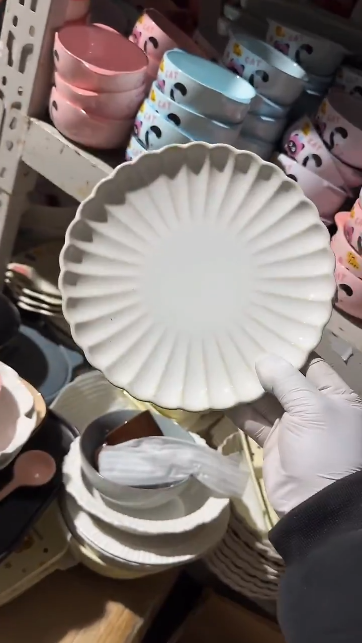 陶瓷8英寸天目菊盘微瑕 凑满20元包邮