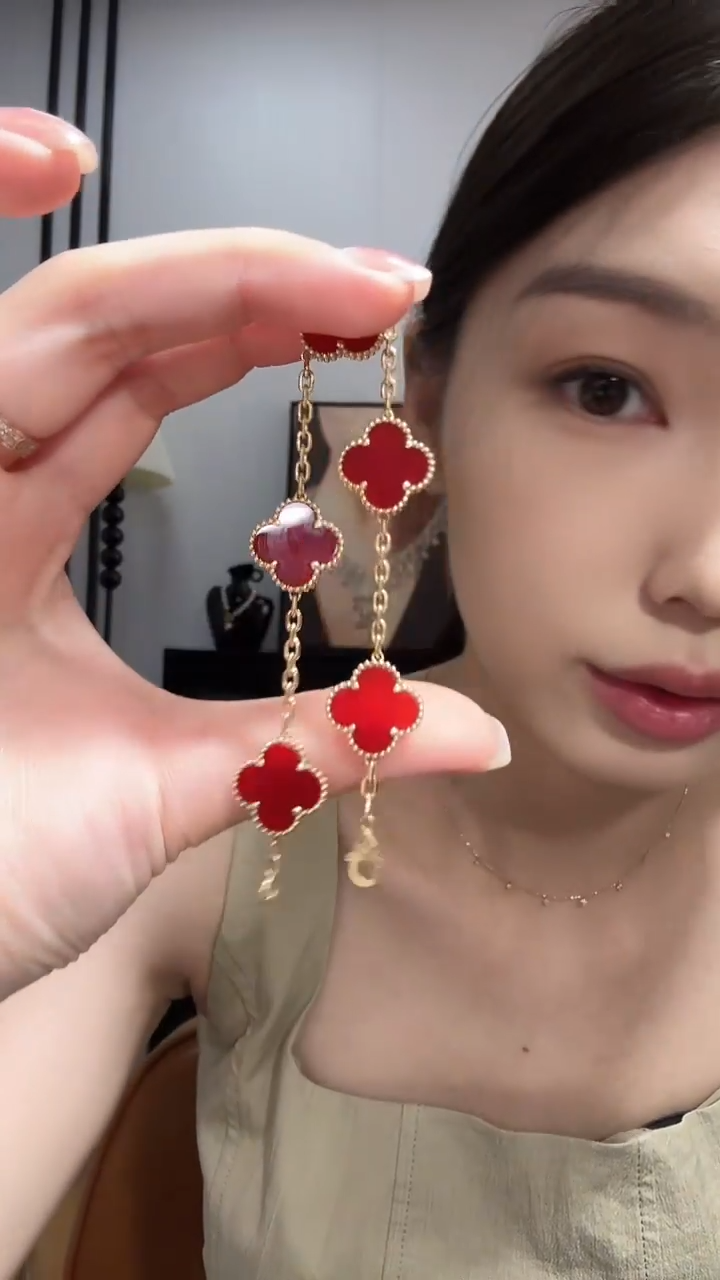 18K金镶嵌手链玛瑙/玉髓红色k黄五花手链GHJ