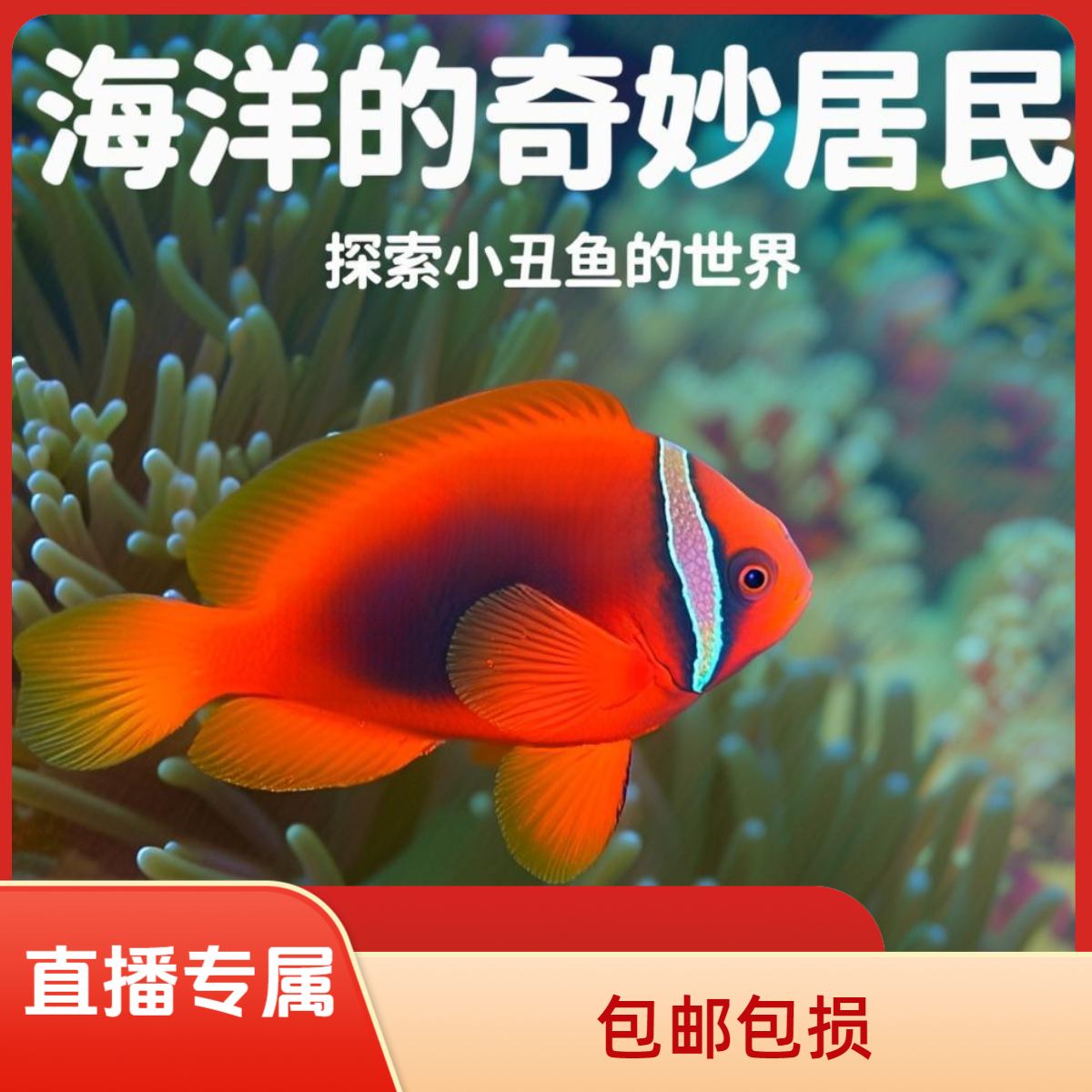 番茄小丑鱼全品全纹人工饲养海水观赏鱼活体可混养宠物