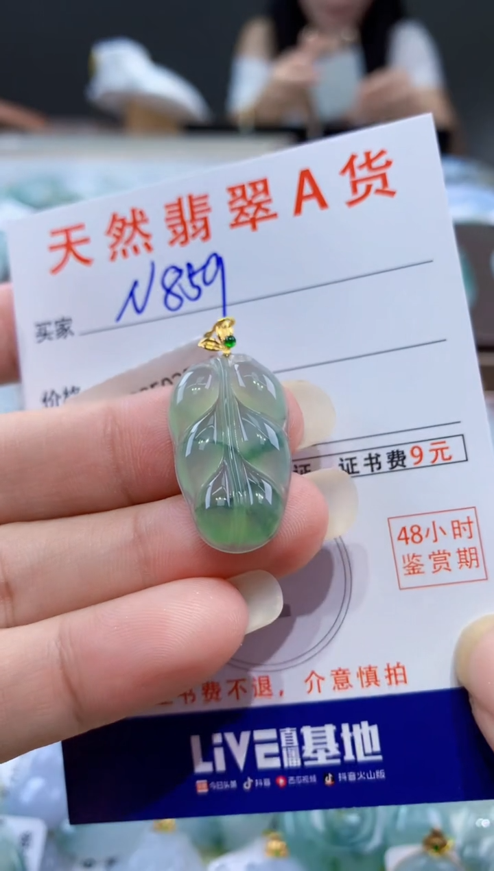 颈饰18K金镶嵌翡翠天然翡翠A货挂件 