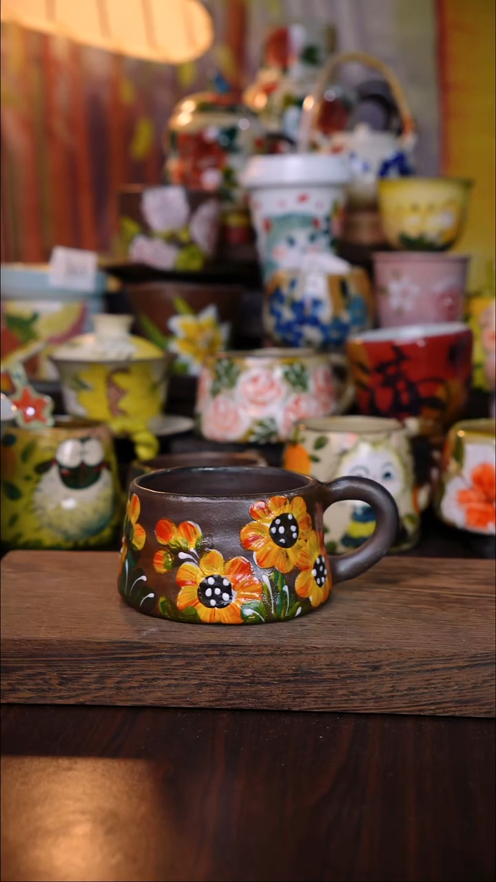 杯子陶泥垚手作 景德镇手工手绘陶瓷器物