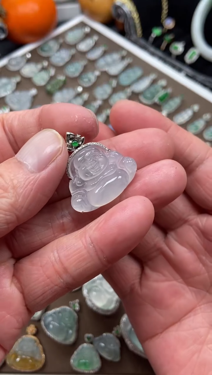 【闪购商品】翡翠吊坠(不含链)18K金镶嵌佛公