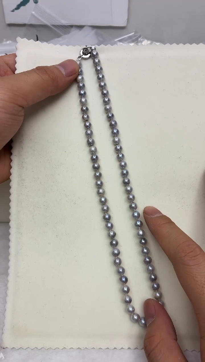 未镶嵌DA海水珍珠灰珠串链 y934