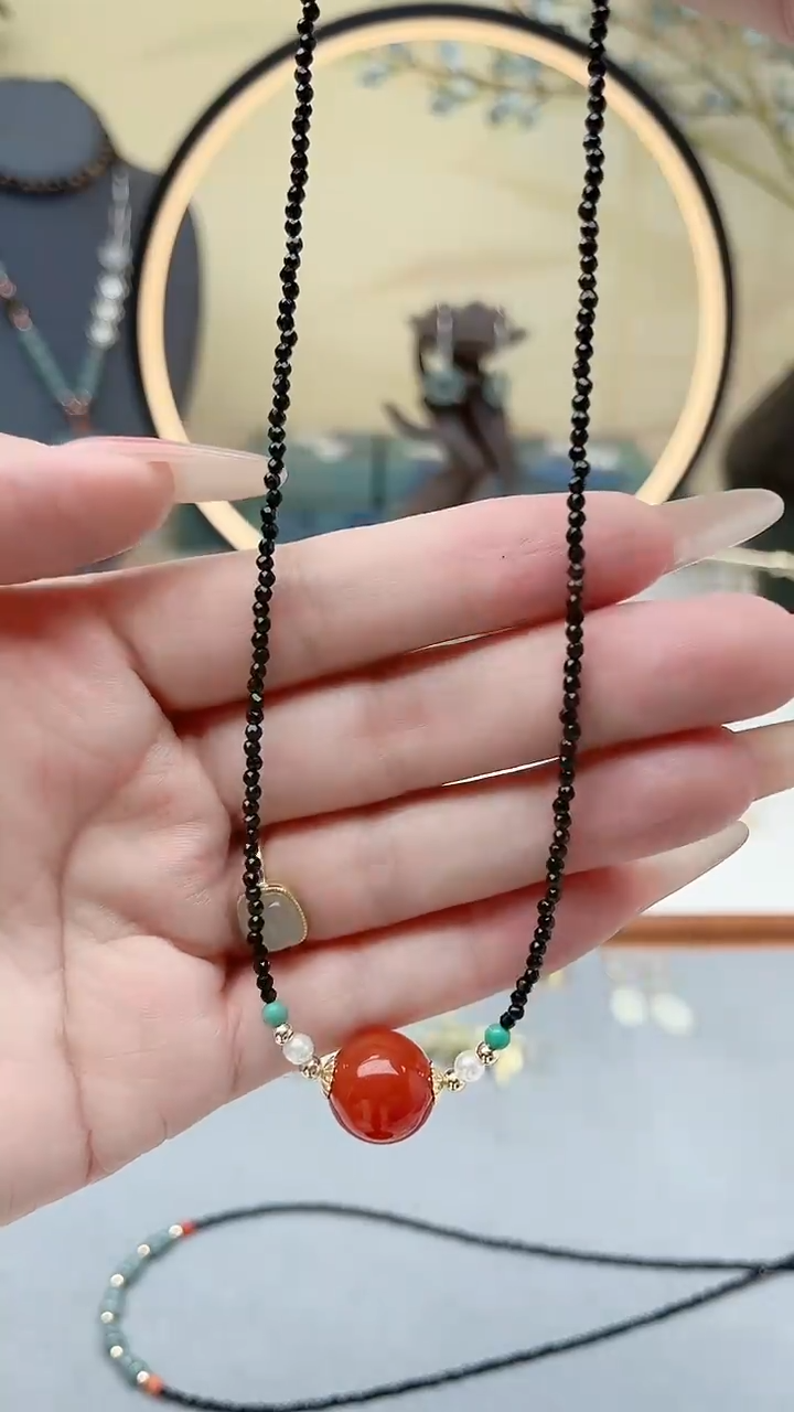玛瑙/玉髓颈饰未镶嵌00项链红