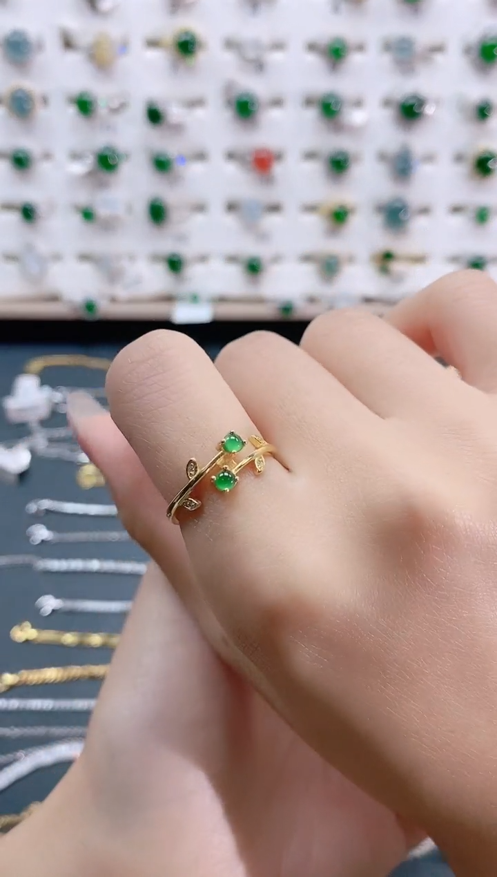 【闪购商品】翡翠戒指银S925镶嵌天然翡翠