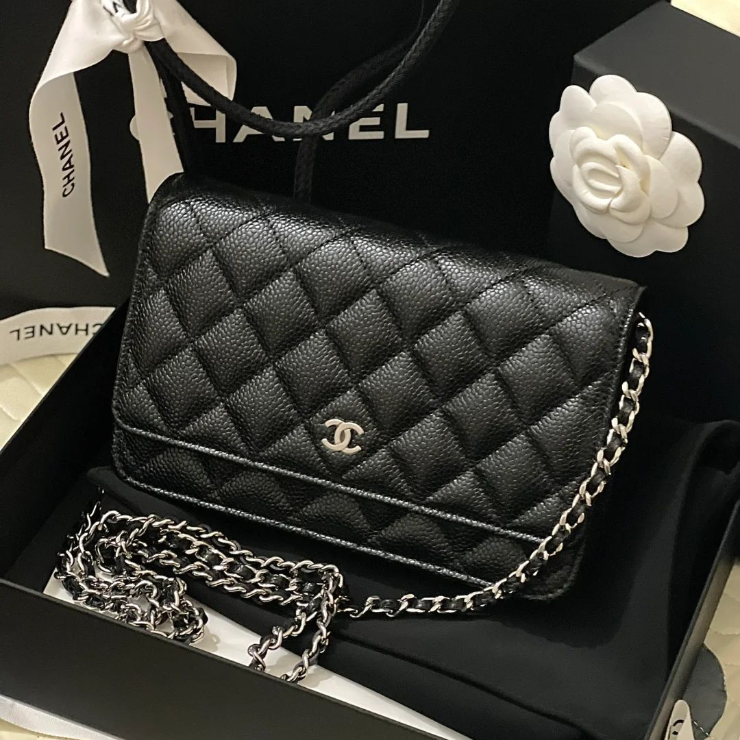 99新 Chanel/香奈儿 【文子姐专属】A9212/黑银荔枝牛CF WOC/FB