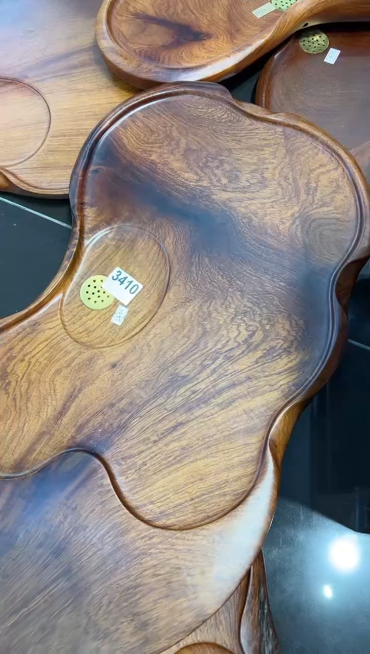 【闪购商品】大果紫檀（缅甸花梨）茶盘3410