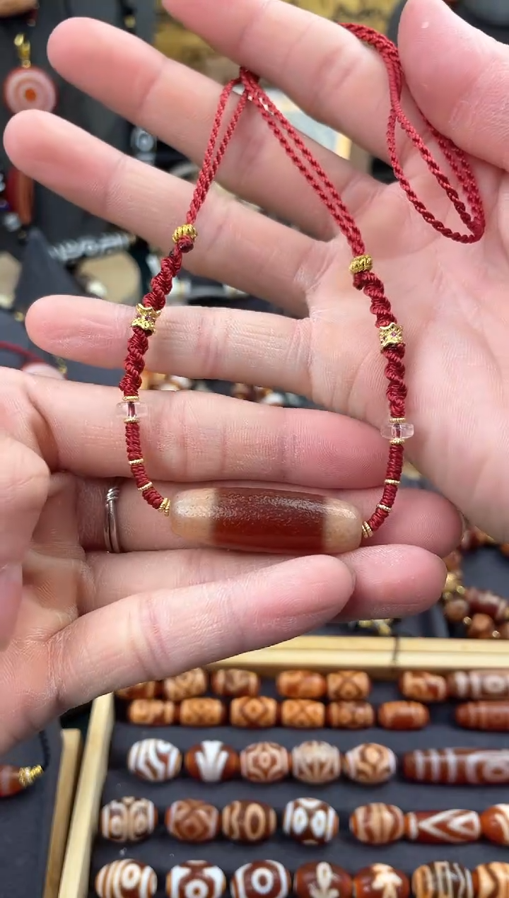 【闪购商品】玛瑙/玉髓未镶嵌颈饰美泓红肉一线锁骨链