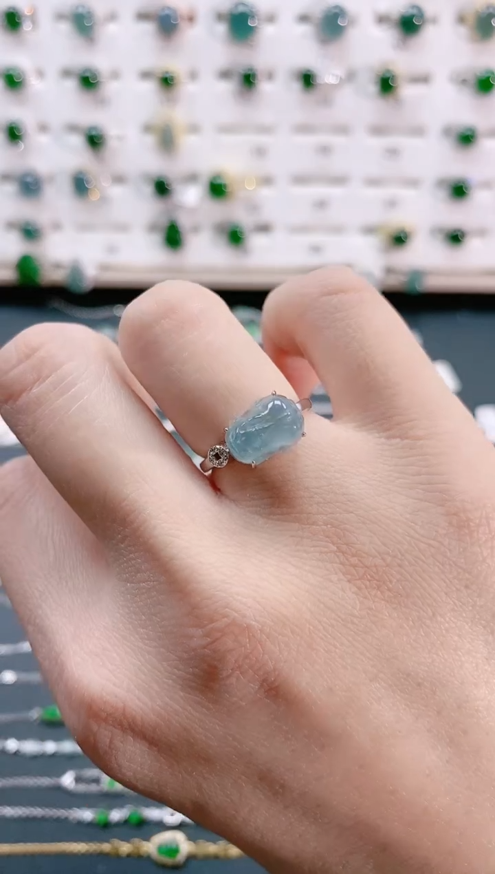 【闪购商品】翡翠戒指银S925镶嵌天然翡翠