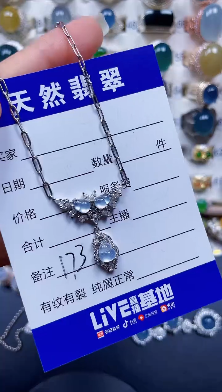 颈饰银S925镶嵌翡翠173