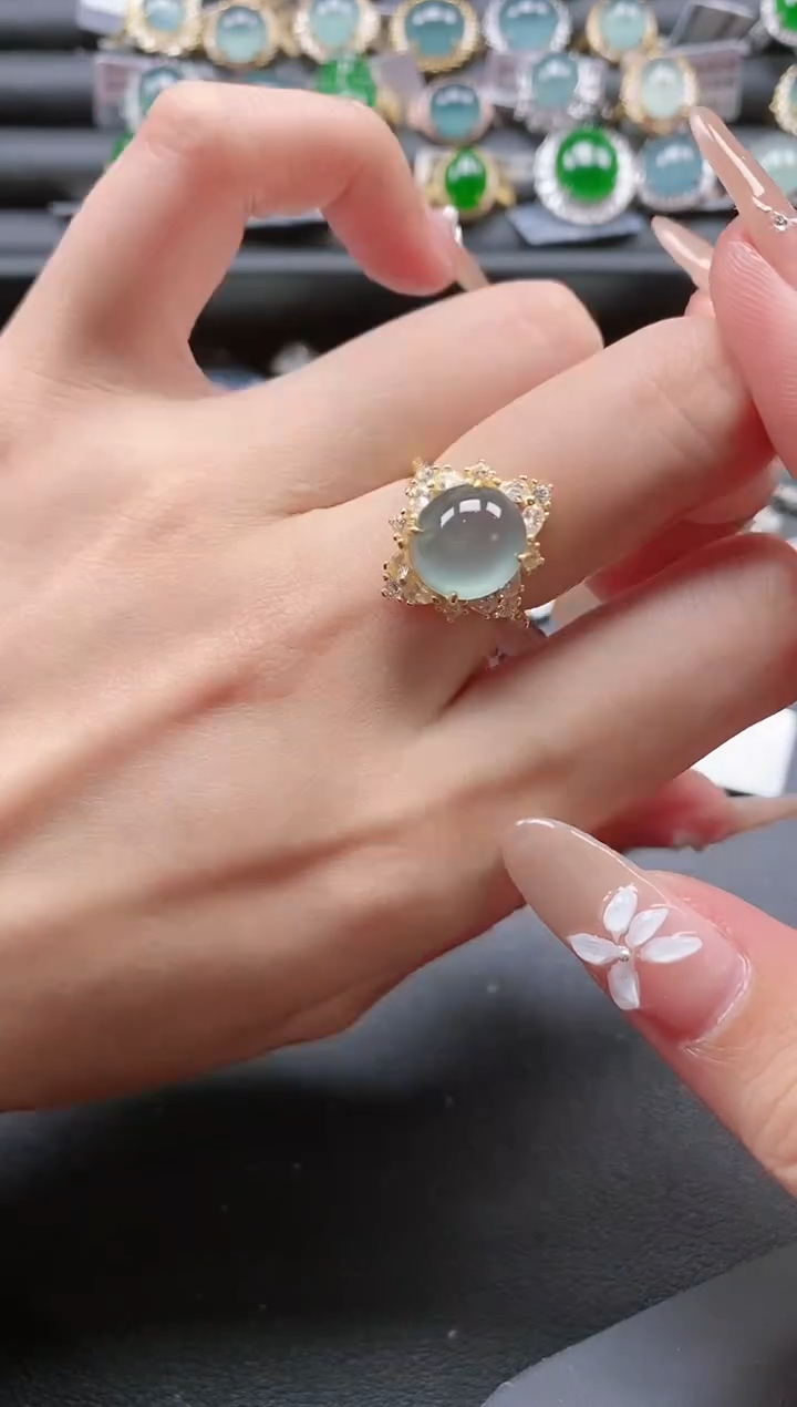 【闪购商品】翡翠戒指银S925镶嵌51511