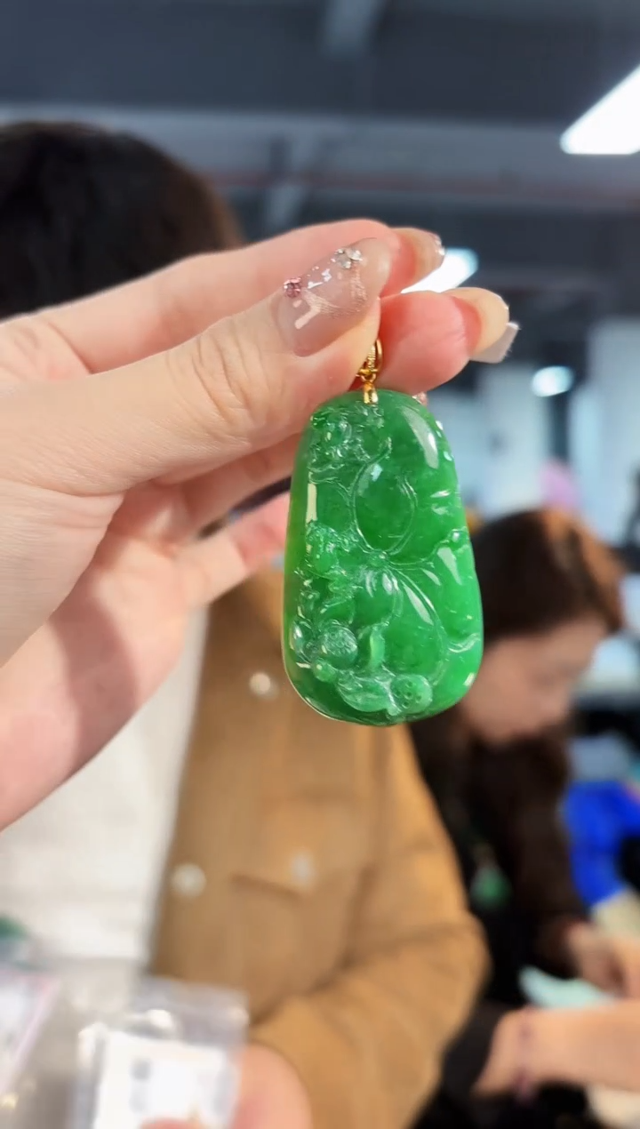 【闪购商品】翡翠颈饰18K金镶嵌缅料A货/支持复检/一件