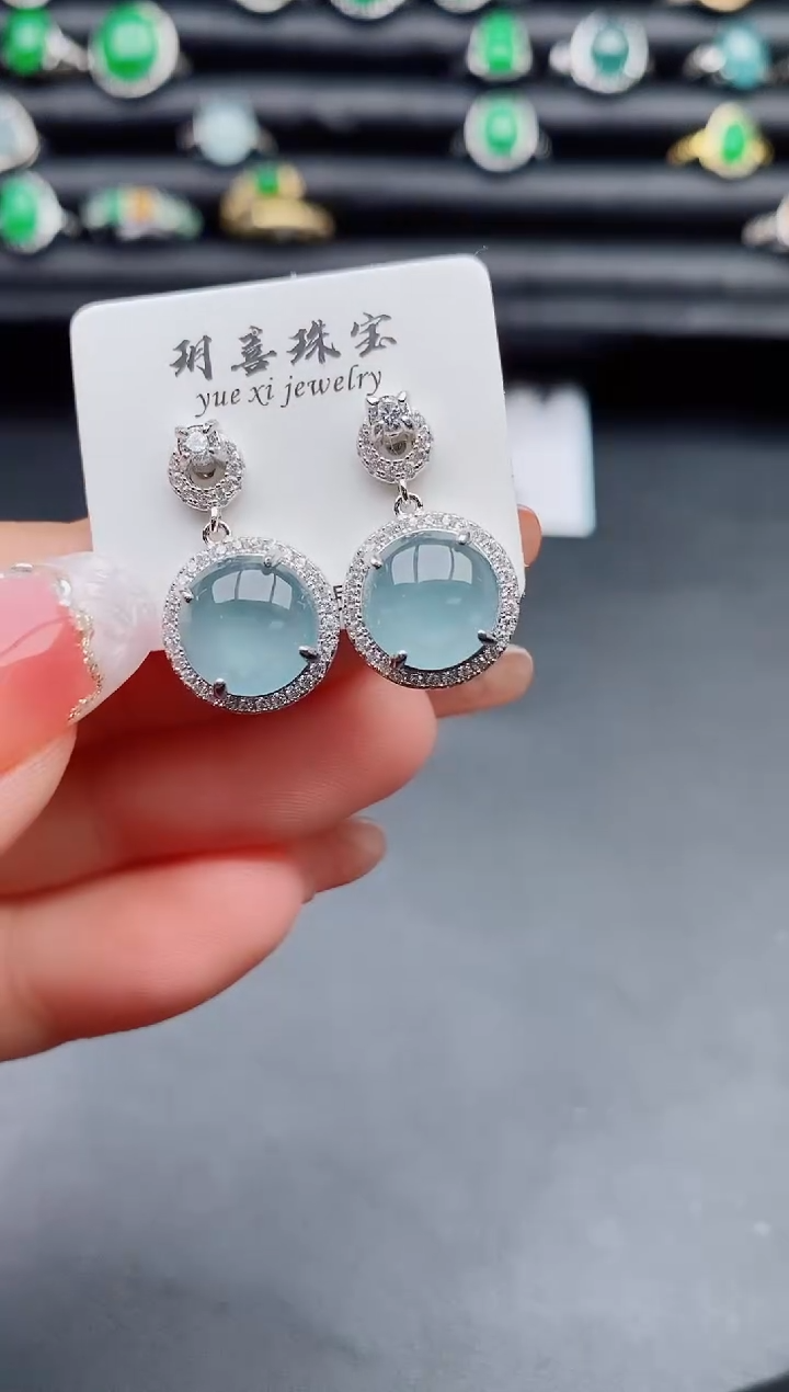 【闪购商品】翡翠耳饰银S925镶嵌312321