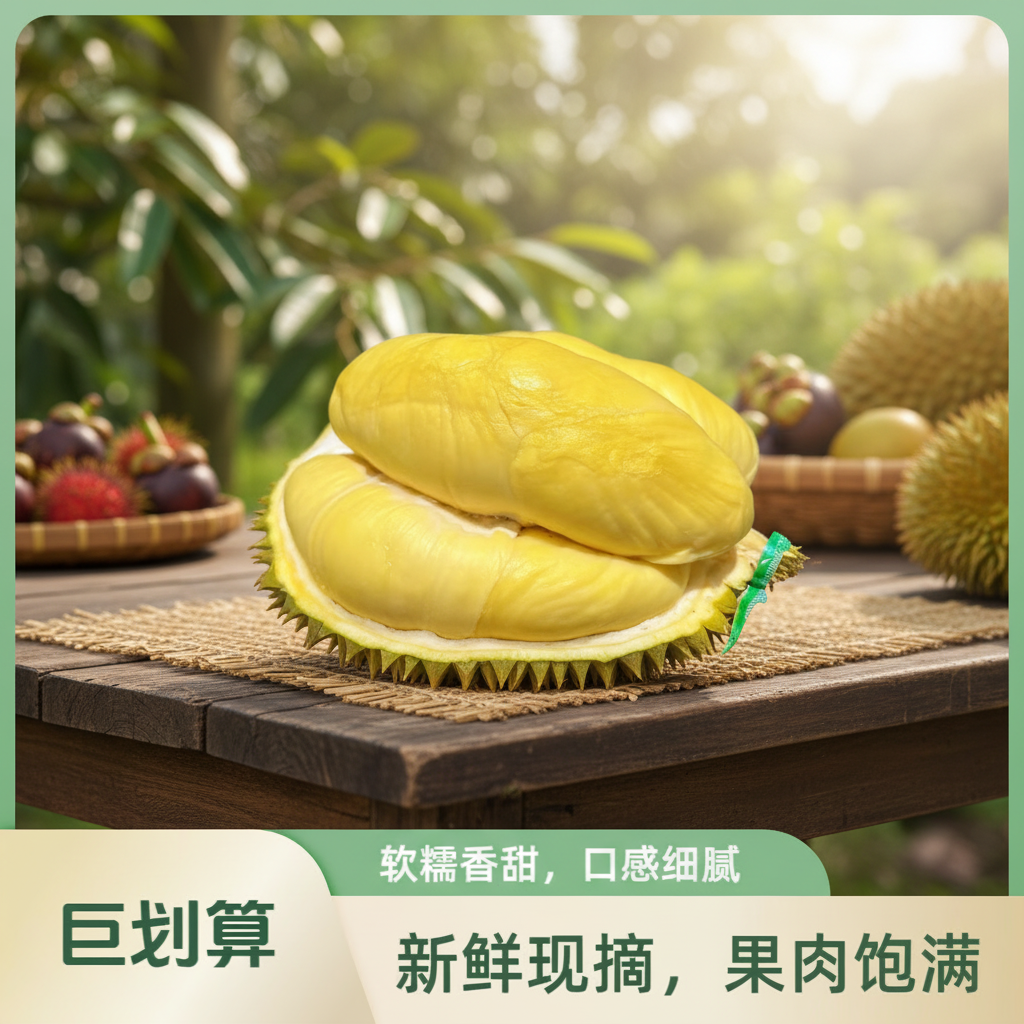 【纯肉】泰国金枕树熟鲜榴莲 （1-3斤）核小 软糯香甜金枕泰国